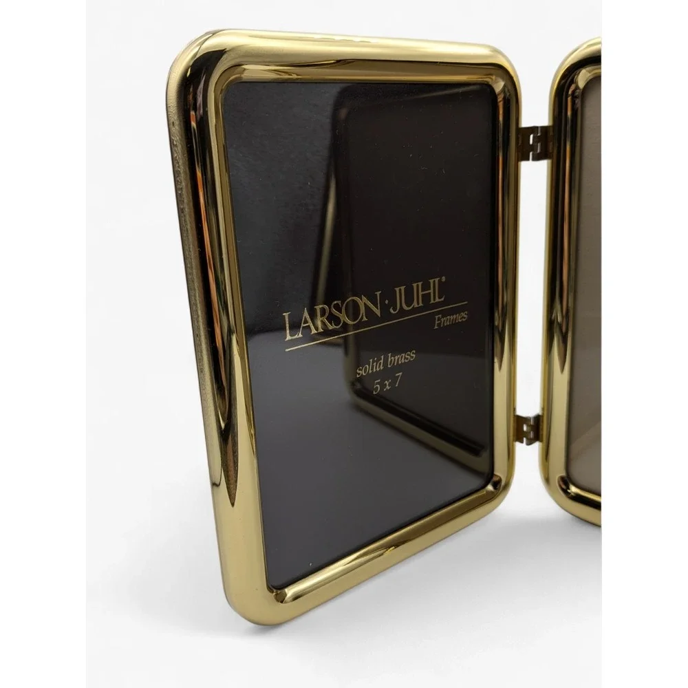 Larson‎ Juhl Solid Brass 5x7 Picture Frames Set Bifold + Stand Vintage
